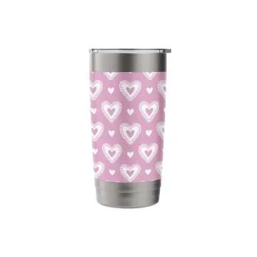 Pink Hearts Valentine Cute Romantic Valentines Day Pattern Stainless Steel Insulated Tumbler