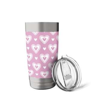 Pink Hearts Valentine Cute Romantic Valentines Day Pattern Stainless Steel Insulated Tumbler