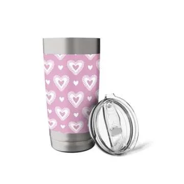 Pink Hearts Valentine Cute Romantic Valentines Day Pattern Stainless Steel Insulated Tumbler
