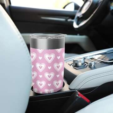 Pink Hearts Valentine Cute Romantic Valentines Day Pattern Stainless Steel Insulated Tumbler