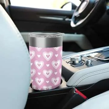Pink Hearts Valentine Cute Romantic Valentines Day Pattern Stainless Steel Insulated Tumbler