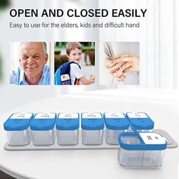 Odaro Extra Large Weekly Pill Organizer 2 Times A Day, BPA Free XL Pill Box 7 Day Am Pm, Jumbo Medic...