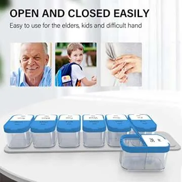 Odaro Extra Large Weekly Pill Organizer 2 Times A Day, BPA Free XL Pill Box 7 Day Am Pm, Jumbo Medic...