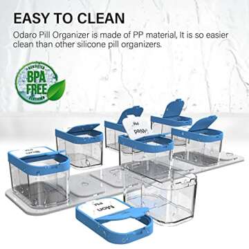 Odaro Extra Large Weekly Pill Organizer 2 Times A Day, BPA Free XL Pill Box 7 Day Am Pm, Jumbo Medicine Organizer to Hold Daily Medicine Vitamin and Supplements - Blue