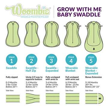 Woombie Grow with Me Swaddle for Infants up to 18 Months
