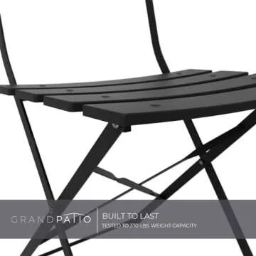 Grand Patio Premium Frame Patio Bistro Set, Folding Outdoor Patio Furniture Sets, 3 Piece Patio Set of Folding Patio Table and Chairs, Black