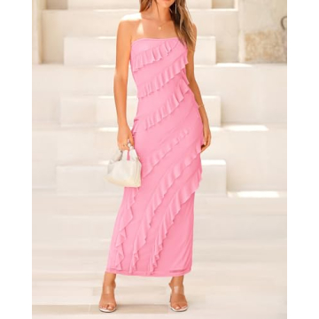 BTFBM Summer Formal Strapless Dress for Weddings