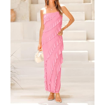 BTFBM Summer Formal Strapless Dress for Weddings