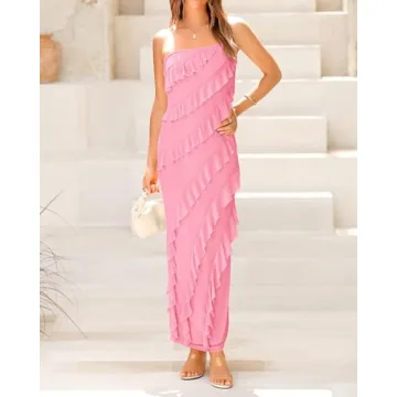 BTFBM Summer Formal Strapless Dress for Weddings