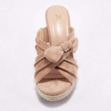 Womens Espadrilles Wedge Sandals - Slip on Style, Nude Color