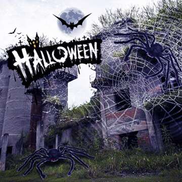 OWUDE 50 Inch Giant Spider, Halloween Hairy Spider Scary Fake Large Spider for Outdoor Decor Yard De...