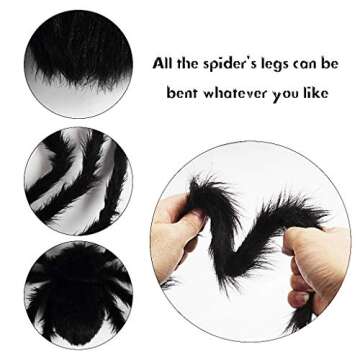 OWUDE 50 Inch Giant Spider, Halloween Hairy Spider Scary Fake Large Spider for Outdoor Decor Yard Decorations Scary Plush Spider Props (50 Inch Black Spider)