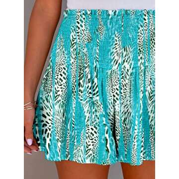 BeadChica Womens Casual Cute Summer Shorts Elastic High Waisted Pleated Ruffle Comfy Flowy Short Beach Pants