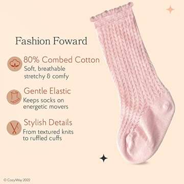 CozyWay Baby Knee High Bow Socks For Baby Girls Infant 0-9 Months 3-3 Pack