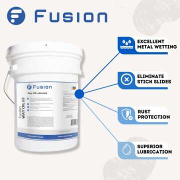 Way Oil 68 for Tool Ways by Fusion Chemical | Medium Weight Slideway Lubricant | Superior Lubrication | Eliminates Chatter & Scoring (5 Gallon)