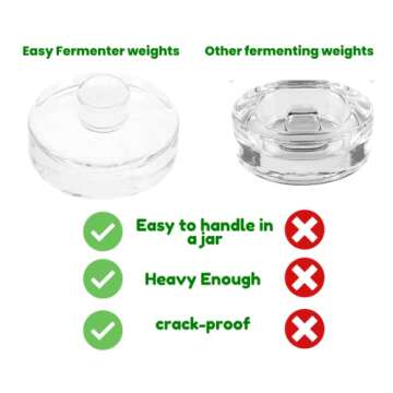 Nourished Essentials - Set of 4 Heavy Glass Fermentation Weights Lids - Grooved Handles - Canning Su...