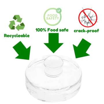 Nourished Essentials - Set of 4 Heavy Glass Fermentation Weights Lids - Grooved Handles - Canning Supplies - for Pickling & Canning - Fits Wide Mouth Mason Jars