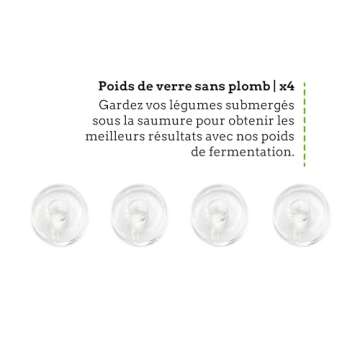 Nourished Essentials - Set of 4 Heavy Glass Fermentation Weights Lids - Grooved Handles - Canning Supplies - for Pickling & Canning - Fits Wide Mouth Mason Jars