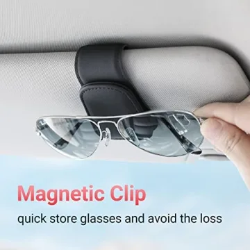 Sunglass Holder for Car Visor - Magnetic Leather Clip
