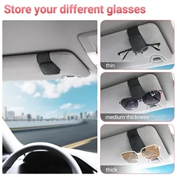 Sunglass Holder for Car Visor - Magnetic Leather Clip
