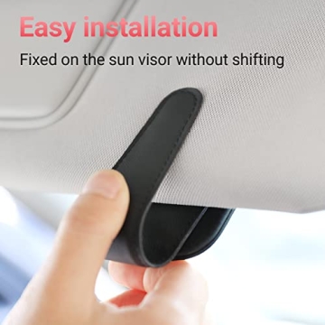 Sunglass Holder for Car Visor - Magnetic Leather Clip