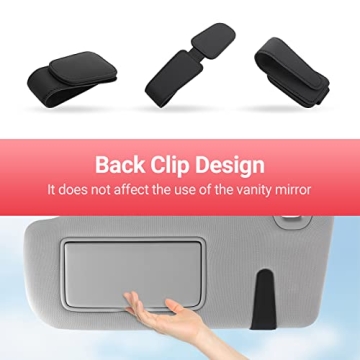 Sunglass Holder for Car Visor - Magnetic Leather Clip