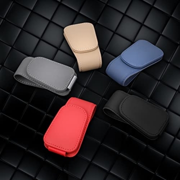 Sunglass Holder for Car Visor - Magnetic Leather Clip