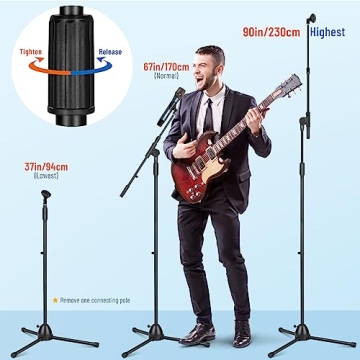 CAHAYA Microphone Stand with Adjustable Boom and Clips