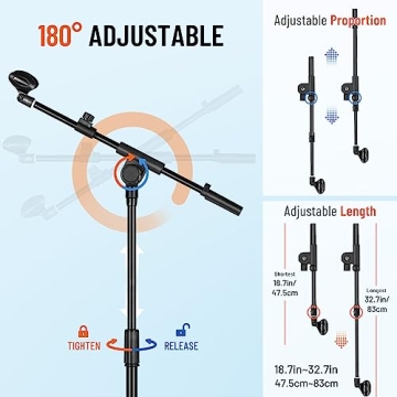 CAHAYA Microphone Stand with Adjustable Boom and Clips