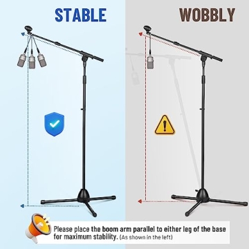 CAHAYA Microphone Stand with Adjustable Boom and Clips