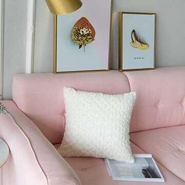 LANANAS Luxury Soft Plush Faux Fur Throw Pillow Covers for Couch Decorative Mongolian Fur Throw Pillow Covers Pack of 2 (18"x 18", Pearl White)