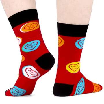 WeciBor Colorful Novelty Crew Socks, 6 Pack for Valentine's Day