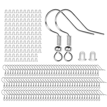 High-Quality 925 Sterling Silver Earring Hooks - 120 PCS with Silicone Backs