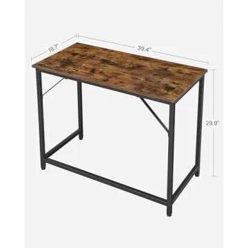 VASAGLE ALINRU Computer Desk, 39.4-Inch Writing Desk, Home Office Small Study Workstation, Industrial Style PC Laptop Table, Simple Assembly, Steel Frame, Rustic Brown and Black ULWD41X