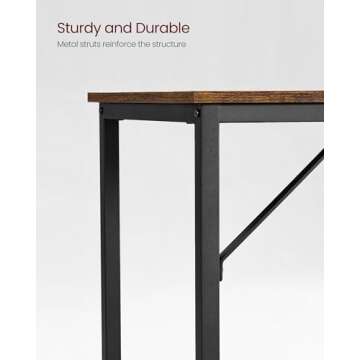 VASAGLE ALINRU Computer Desk, 39.4-Inch Writing Desk, Home Office Small Study Workstation, Industrial Style PC Laptop Table, Simple Assembly, Steel Frame, Rustic Brown and Black ULWD41X