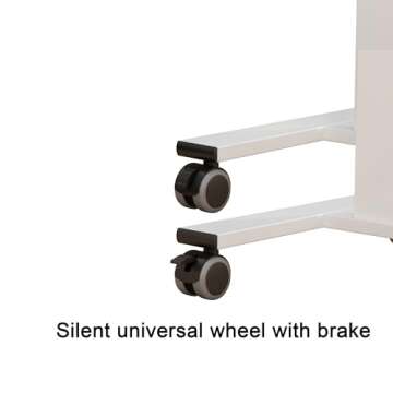 TigerDad Pneumatic Adjustable Overbed Table with Gas Spring Riser | Medical Adjustable Bed Side Table with Wheels | Portable Standing Desk for Laptop Computer