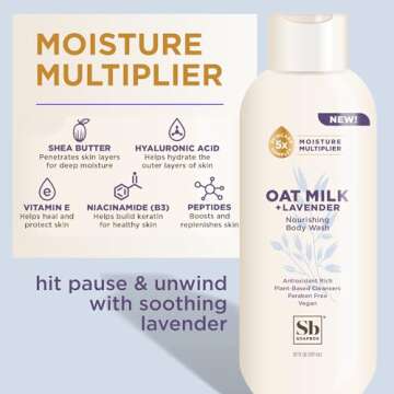 Soapbox Body Wash, Oatmilk & Lavender Liquid Body Wash, Moisturizing Soap with Shea Butter, Vegan Duo Pack of 2 Soap Bottles, 20oz Each