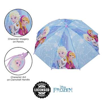 Disney girls Frozen Kids Umbrella and Slicker, Elsa and Anna Rainwear Set for age 2-7 Umbrella, Light Purple, LARGE 6-7 US