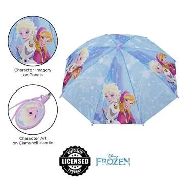 Disney girls Frozen Kids Umbrella and Slicker, Elsa and Anna Rainwear Set for age 2-7 Umbrella, Light Purple, LARGE 6-7 US