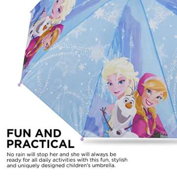Disney girls Frozen Kids Umbrella and Slicker, Elsa and Anna Rainwear Set for age 2-7 Umbrella, Light Purple, LARGE 6-7 US
