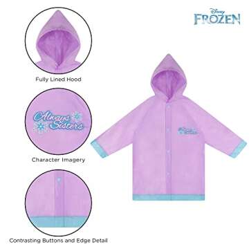 Disney girls Frozen Kids Umbrella and Slicker, Elsa and Anna Rainwear Set for age 2-7 Umbrella, Light Purple, LARGE 6-7 US