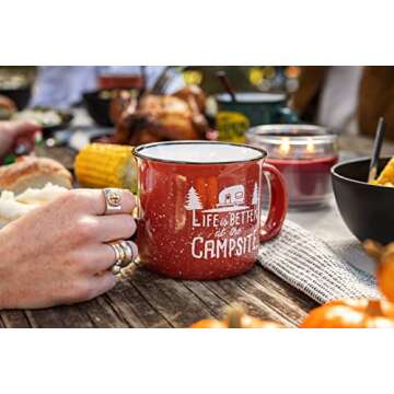 Camco Life is Better at the Campsite Ceramic Mug | Versatile, Durable, & Perfect for Adventurers