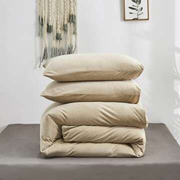 Luxlovery Velvet Comforter Set Soft Queen Bedding