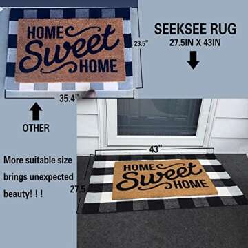 SEEKSEE Cotton Buffalo Plaid Rug 27.5"x43" Black and White Checked Rug Washable Doormats Indoor Outdoor Rugs for Layered Front Door Mats, Porch, Kitchen, Farmhouse, Entryway