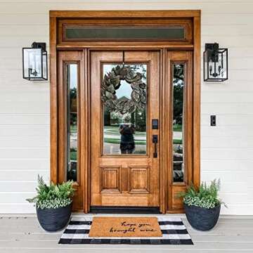 SEEKSEE Cotton Buffalo Plaid Rug 27.5"x43" Black and White Checked Rug Washable Doormats Indoor Outdoor Rugs for Layered Front Door Mats, Porch, Kitchen, Farmhouse, Entryway