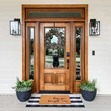 SEEKSEE Cotton Buffalo Plaid Rug 27.5"x43" Black and White Checked Rug Washable Doormats Indoor Outdoor Rugs for Layered Front Door Mats, Porch, Kitchen, Farmhouse, Entryway