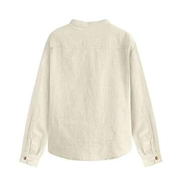 Inorin Beige Boys Linen Button Up Henley Shirt