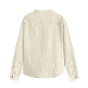 Inorin Beige Boys Linen Button Up Henley Shirt