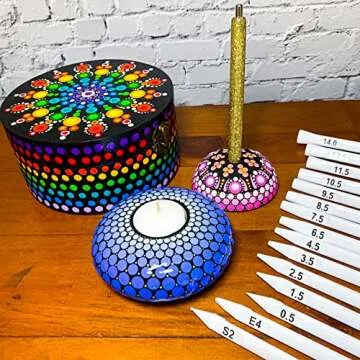 Dotting Tools with holder - Happy Dotting Company - tools organizer is ideal for craft equipment - paint brush holder - tool caddy - Dot art tools and stand - Painting Rocks DIY Stone Craft and Canvas