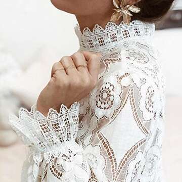 FENGQIYUNHAI Women's Dressy Casual Long Sleeve Lace Tops - Trendy & Elegant